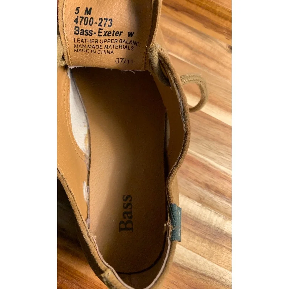 Bass Exeter Suede Oxfords Tan Leather Shoes 5M Vintage Retro Preppy Kids